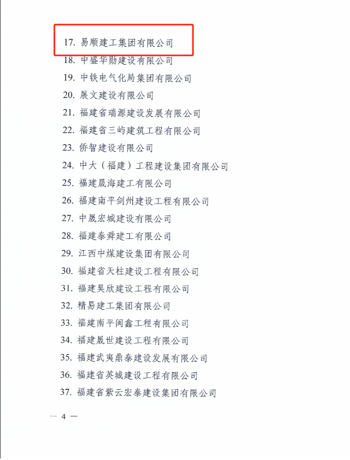 易順建工集團(tuán)有限公司被南平市人民政府通報(bào)表?yè)P(yáng)！